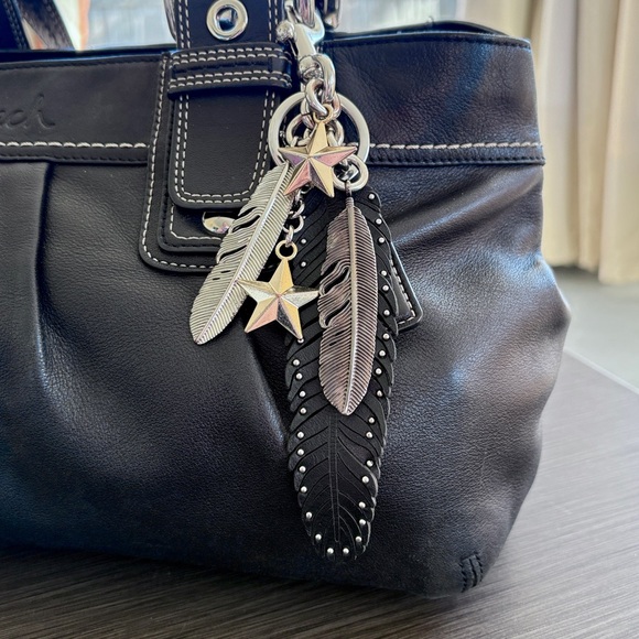 Coach Limited Edition Star Feather Bag Charm Metal Leather Studs - Picture 10 of 11